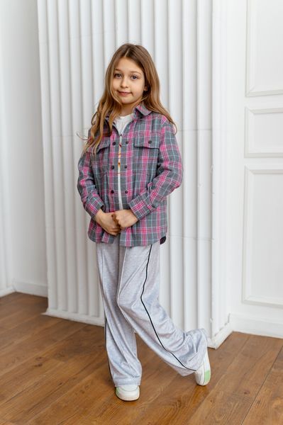 Сорочка рожева клітинка для дівчинки &mdash; Mini Queenie