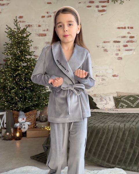 Піжама Глорія сіра для дівчинки &mdash; Mini Queenie