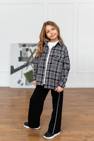 Сорочка сіра клітинка для дівчинки &mdash; Mini Queenie