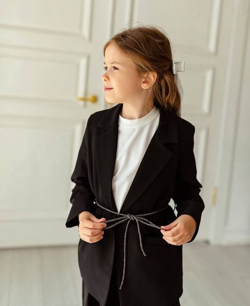 Піджак з поясом і штани палаццо для дівчинки &mdash; Mini Queenie