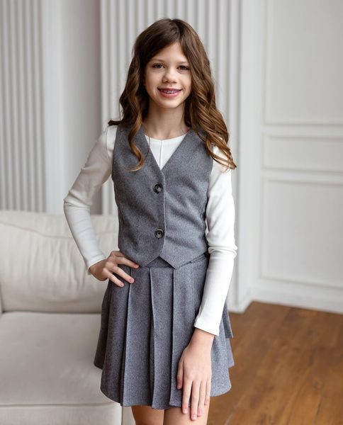 Жилетка і спідниця сірий для дівчинки &mdash; Mini Queenie