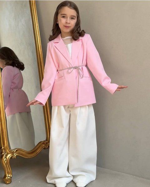 Піджак з поясом і штани палаццо для дівчинки &mdash; Mini Queenie