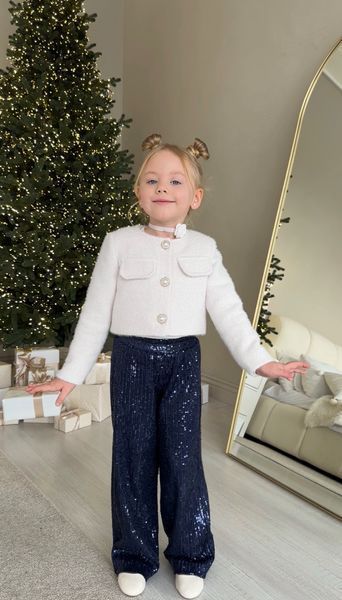 Комплект жакет альпака та штани паєтки для дівчинки &mdash; Mini Queenie