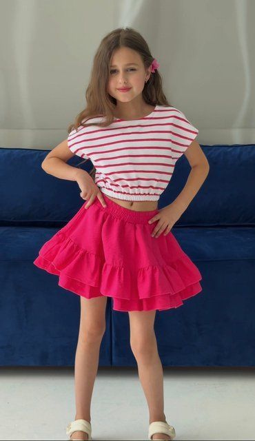 Топ смужка та спідниця міні для дівчинки &mdash; Mini Queenie