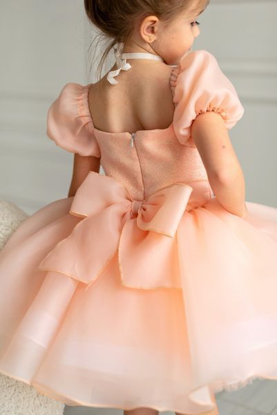 Сукня Аврора органза персикова для дівчинки &mdash; Mini Queenie