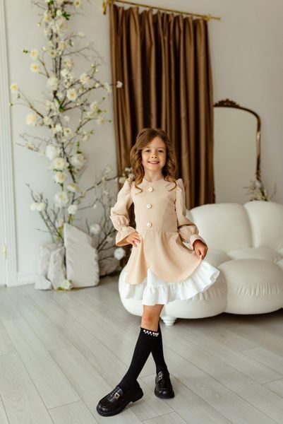 Сукня Айворі з гудзиками бежева для дівчинки &mdash; Mini Queenie