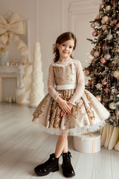 Сукня Бель паєтка золота для дівчинки &mdash; Mini Queenie