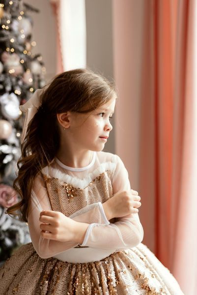 Сукня Бель паєтка золота для дівчинки &mdash; Mini Queenie