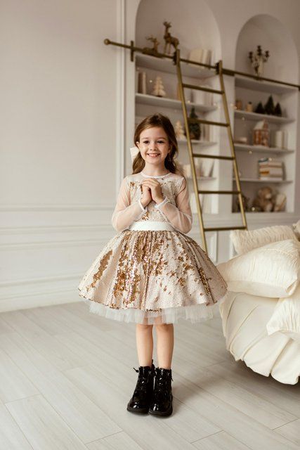 Сукня Бель паєтка золота для дівчинки &mdash; Mini Queenie