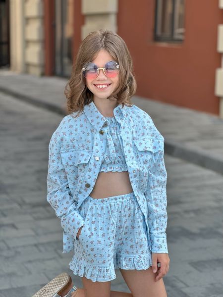 Сорочка, топ та шорти муслін для дівчинки &mdash; Mini Queenie