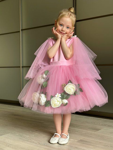 Сукня Піон зі крильцями рожева для дівчинки &mdash; Mini Queenie