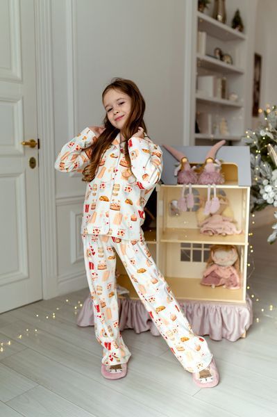 Піжама Еліза біла принт фотоапарат для дівчинки &mdash; Mini Queenie