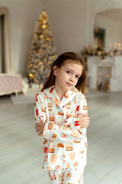 Піжама Еліза біла принт фотоапарат для дівчинки &mdash; Mini Queenie