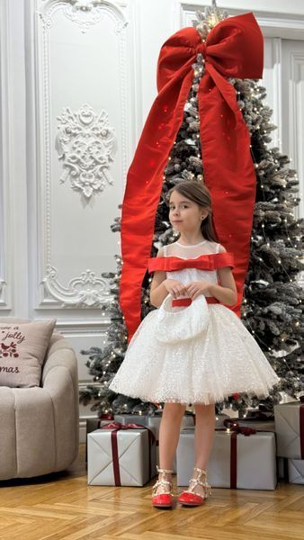 Сукня Грейс новорічна біла для дівчинки &mdash; Mini Queenie
