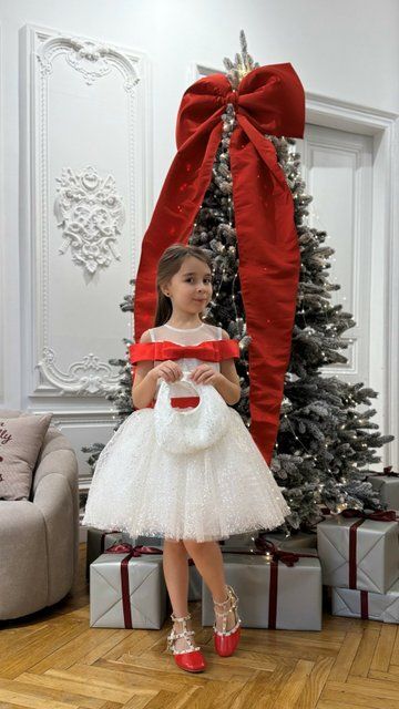Сукня Грейс новорічна біла для дівчинки &mdash; Mini Queenie