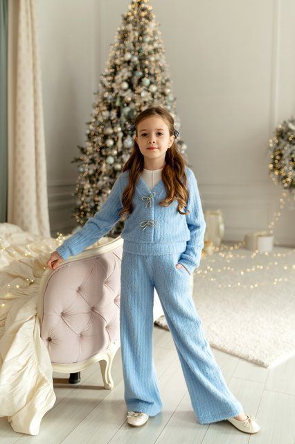 Комплект Олівія кофта та штани блакитний для дівчинки &mdash; Mini Queenie