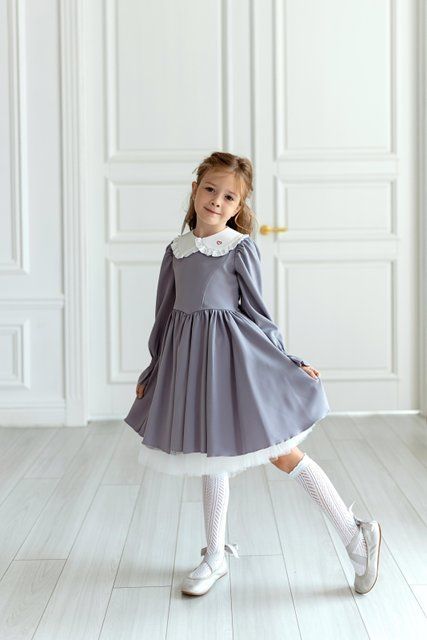 Сукня Айворі з під'юбником сіра для дівчинки &mdash; Mini Queenie