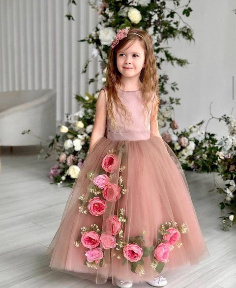 Сукня Піон пудра для дівчинки &mdash; Mini Queenie