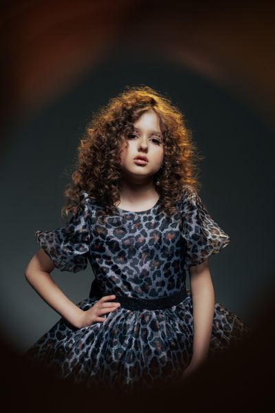 Сукня Адель чорна органза з принтом леопард для дівчинки &mdash; Mini Queenie