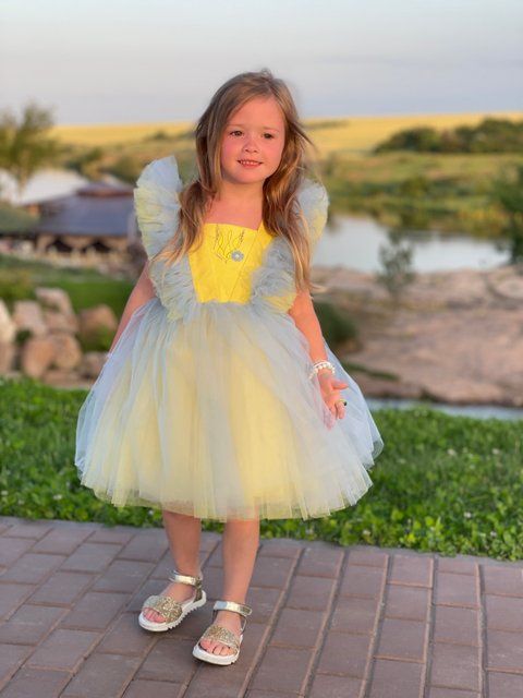 Сукня Україна з гербом жовто-блакитна для дівчинки &mdash; Mini Queenie