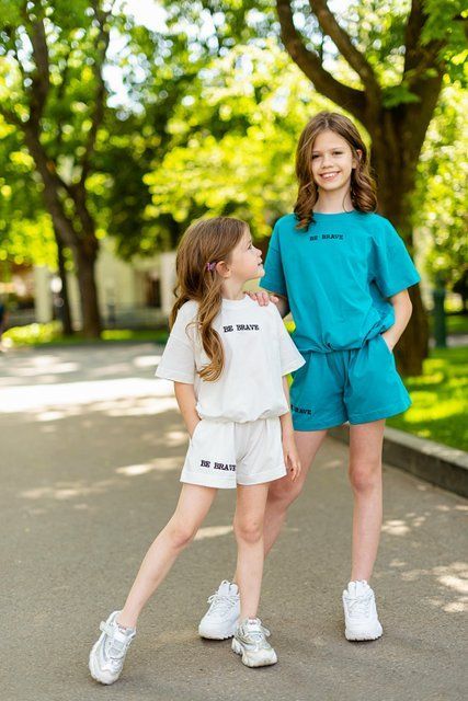 Футболка та шорти "Be brave" для дівчинки &mdash; Mini Queenie