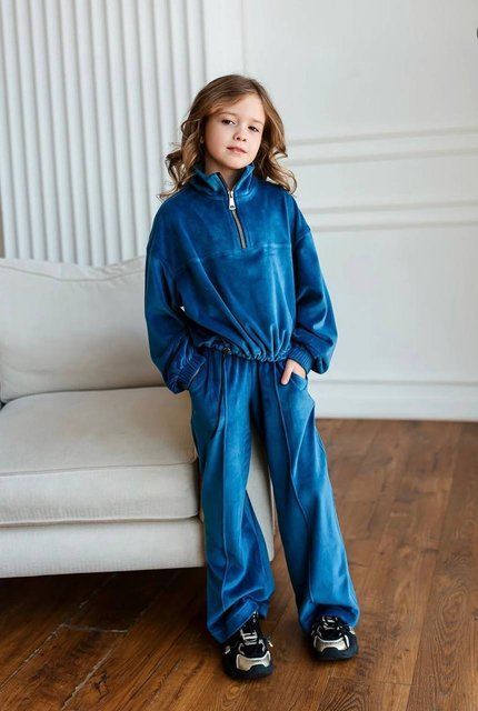 Спортивний костюм Мішель велюровий з затяжкою для дівчинки &mdash; Mini Queenie