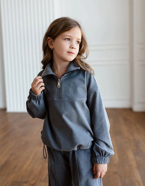 Костюм Мішель ангора з куліскою темно сірий для дівчинки &mdash; Mini Queenie