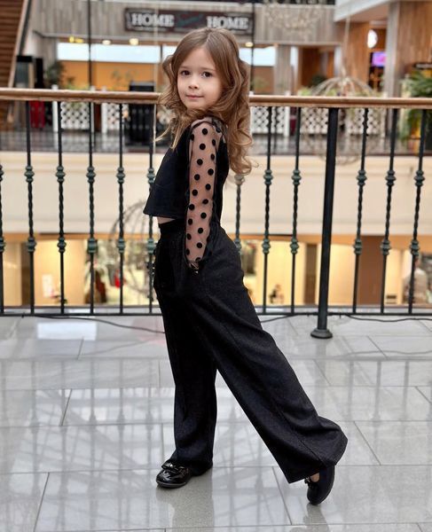 Топ та штани люрекс чорний для дівчинки &mdash; Mini Queenie