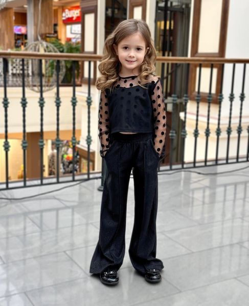 Топ та штани люрекс чорний для дівчинки &mdash; Mini Queenie