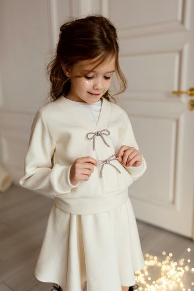 Комплект Олівія кофта та спідниця білий для дівчинки &mdash; Mini Queenie