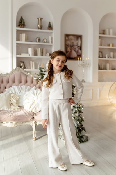 Жакет і штани білий для дівчинки &mdash; Mini Queenie