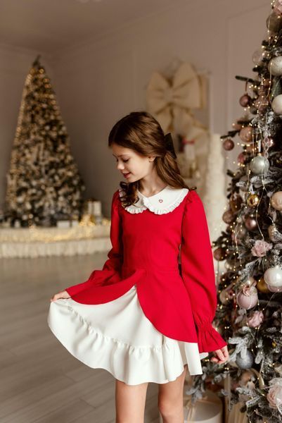 Сукня Айворі міні червона для дівчинки &mdash; Mini Queenie
