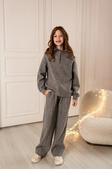 Костюм Міша з ангори сірий для дівчинки &mdash; Mini Queenie