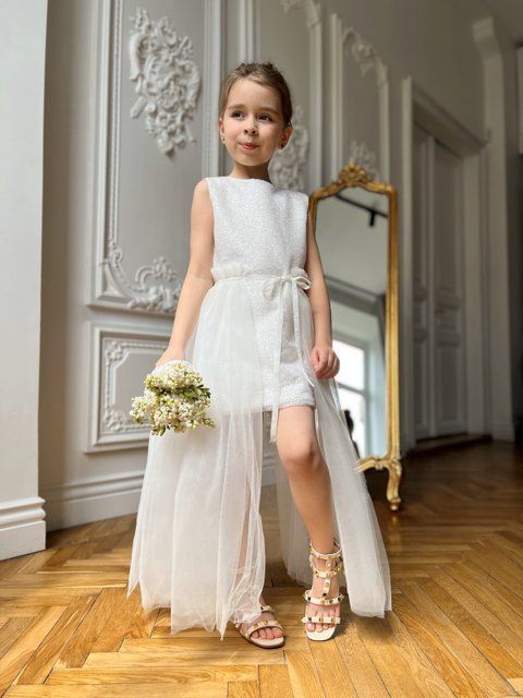 Сукня Неллі біла для дівчинки &mdash; Mini Queenie