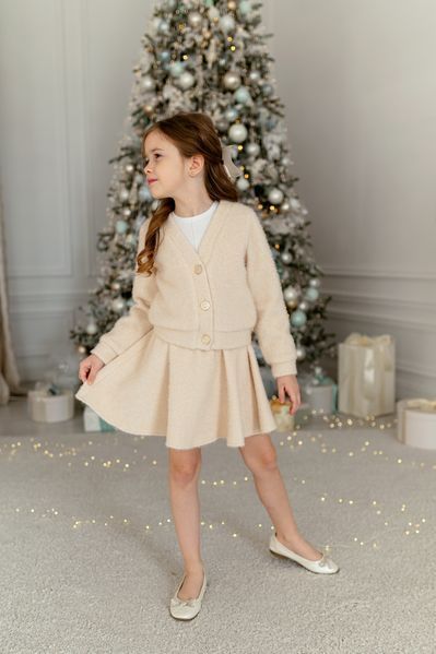 Комплект Олівія кофта та спідниця білий для дівчинки &mdash; Mini Queenie