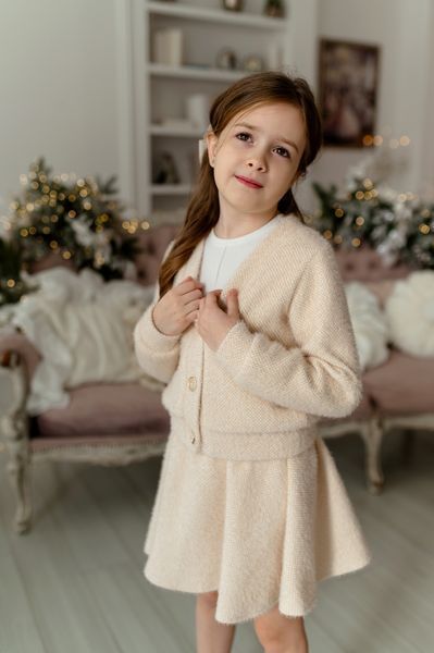Комплект Олівія кофта та спідниця білий для дівчинки &mdash; Mini Queenie