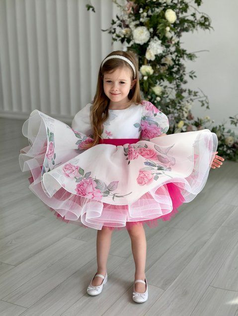 Сукня Адель органза із принтом для дівчинки &mdash; Mini Queenie
