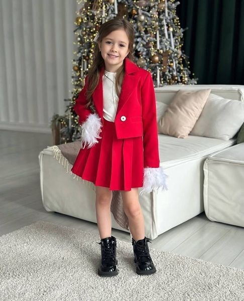 Костюм Трініті зі спідницею червоний для дівчинки &mdash; Mini Queenie