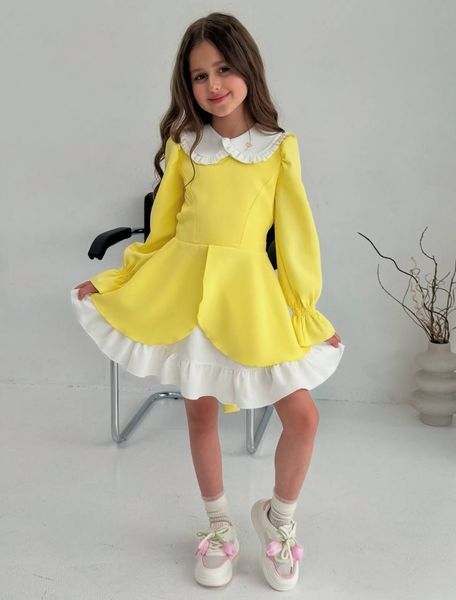 Сукня Айворі міні жовта для дівчинки &mdash; Mini Queenie