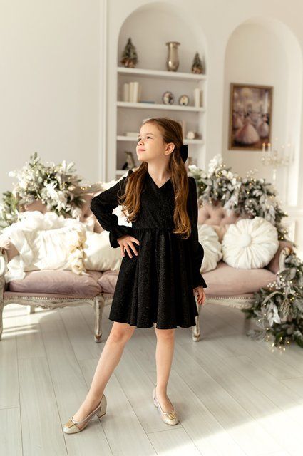 Сукня Злата люрекс чорний для дівчинки &mdash; Mini Queenie