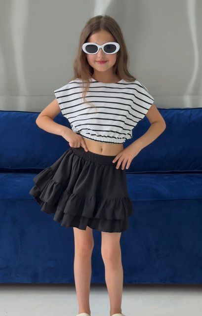 Топ смужка та спідниця міні для дівчинки &mdash; Mini Queenie