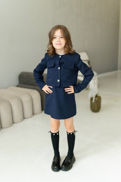 Укорочений піджак та спідниця трапеція для дівчинки &mdash; Mini Queenie